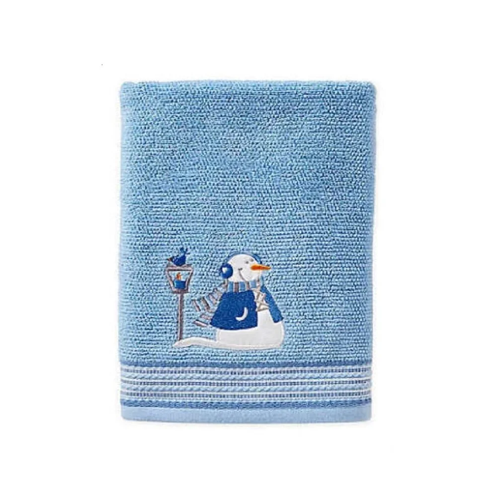 3 new Winter Wonderland Snow Buddies Bath Towels with Snowman, Bird, Street Lamp